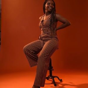RUSTY ORANGE STRIPE JUMPSUIT